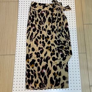 Leopard animal print midi wrap skirt